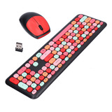 Kit De Teclado Y Mouse Retro Multicolor 2.4g