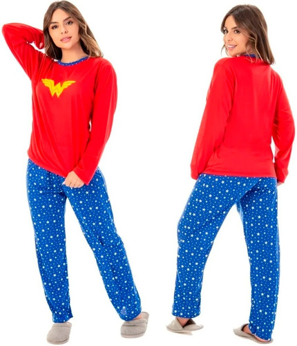 Pijama Promoção Feminino Longo De Inverno Fechado Cumprido