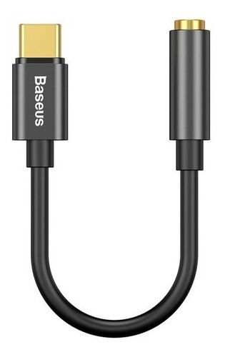 Adaptador Baseus Usb-c A Audio Jack 3.5mm Para Celulares Color Negro