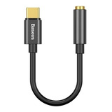 Adaptador Baseus Usb-c A Audio Jack 3.5mm Para Celulares Color Negro