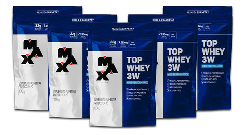 5 Unidades: Whey Protein 3w Linha Top Whey / Max Titanium