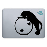 Calcomanía Sticker Vinil Para Laptop   Gato Con Pecera