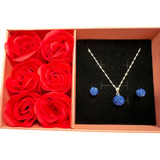 Regalo Mujer Set Conjunto Collar Aros In Swarovski Con Rosas