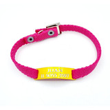 Chapita Gato Pasador Dorado+ Collar 1 Cm Reforzado Fucsia