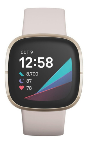 Smartwatch Fitbit Sense 1.59  Caja De  Aluminio Anodizado  Soft Gold Stainless Steel, Malla  Lunar White De  Elastómero Y Aluminio Anodizado Fb512