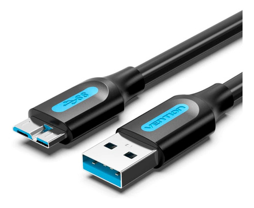 Cabo Usb 3.0 Para Micro B Hd Externo 1 Metro Vention Copbf Cor Preto