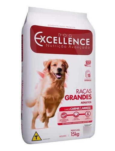 Ração Dog Excellence Adulto R.grande (carne) 15kg