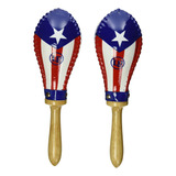 Lp Bandera Puertorriquena Maracas De Cuero Crudo