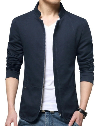 Chaqueta Blazer De Algodón Cuello Alto Casual Para Hombre