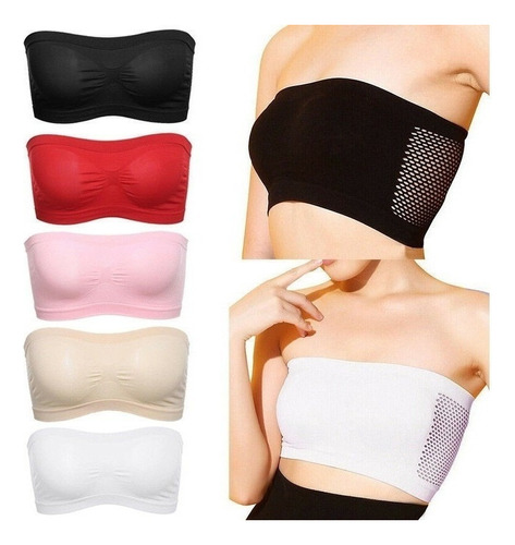 5 P/para Mujer Tubo Superior Sin Tirantes Bandeau Sujet