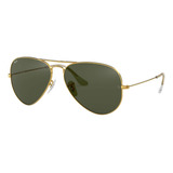 Anteojos De Sol Polarizados Ray-ban Aviator Classic Standard Con Marco De Metal Color Polished Gold, Lente Green De Cristal Clásica, Varilla Polished Gold De Metal - Rb3025