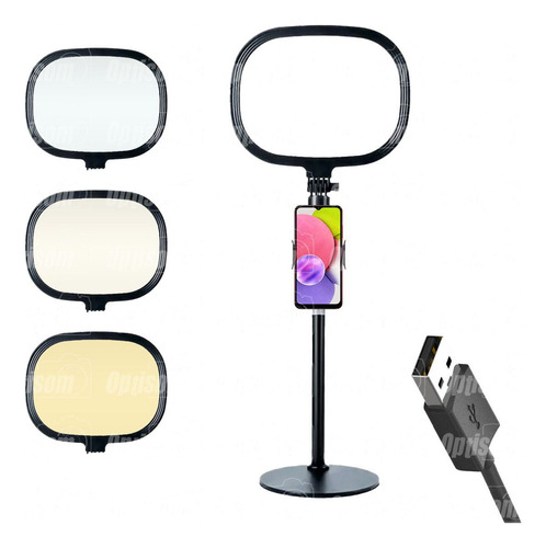 Luz Led De Mesa Para Lives Suporte Celular Greika Bicolor