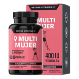 Multivitaminico De Mujer Con 23 Ingredientes + Vitamina D3 | Sin Saborizante | Suplemento Alimenticio | 60 Cápsulas