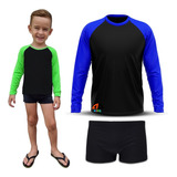 Sunga Boxer Infantil + Camisa Cores Proteção Solar Uv 50+ Nf