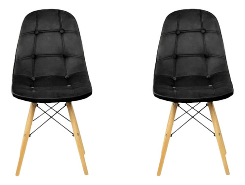 Kit 2 Cadeiras Charles Eames Velvet Estofada Veludo 