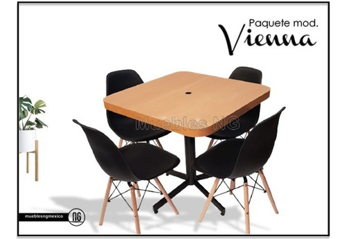 Juego De 4 Sillas Y Mesa Comedor P Restaurante Económico Vna