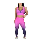 Conjunto Calça Legging + Top Com Bojo Academia Degrade