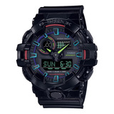 Reloj Casio G-shock Ga-700rgb-1a Hombre Color De La Correa Negro Color Del Bisel Negro Color Del Fondo Azul