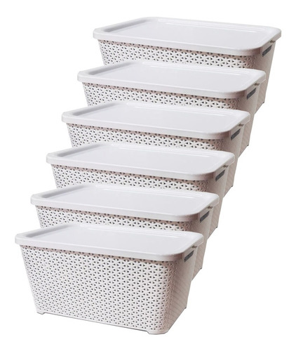 Canastos Organizador Plastico Apilable Rattan Chico Pack X 6 Colombraro