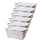 Canastos Organizador Plastico Apilable Rattan Chico Pack X 6 Colombraro