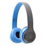 Auriculares Bluetooth P47 Inalámbricos 5.0 Micro Sd Color Azul Claro