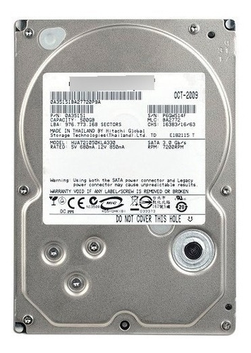 Disco Duro 3.5  Hitachi A7k1000 500gb Sata 3 7200 Rpm 32mb