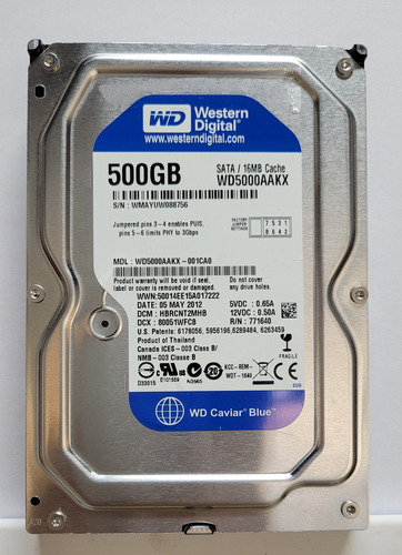 Disco Rigido Para Pc-western Digital Blue Wd5000aakx 500gb 