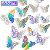 Mariposas Decorativas, 3d Pared Colore Metalicos Huec, 144 U