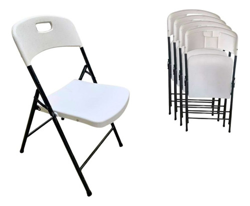 Silla Plegable Polonia (paquete 5 Pz) Blanca Y Negra