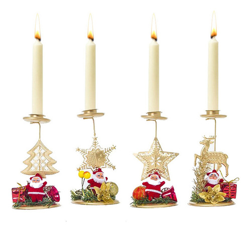 Candelabro Navideño Con Forma De Copo De Nieve De Papá Noel,