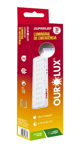 Luminária De Emergência 30 Leds 2w Ourolux 6500k