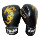 Luva Boxe Muay Thai Preta 14oz Injetada Profissional Pulser
