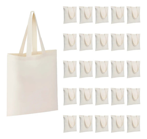 25 Bolsas Ecológicas De Manta Cruda 40 X 35 Cm. 100% Algodón