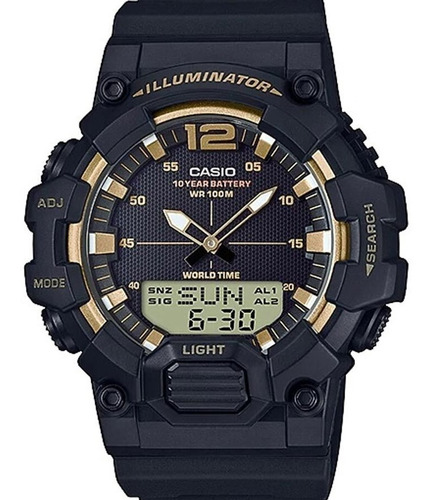 Relógio Casio Masculino Standard Anadigi Cor Da Correia Preto Cor Do Bisel Preto/dourado Cor Do Fundo Preto