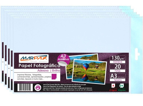 Papel Fotográfico Brilhante Adesivo A3 130g 100 Folhas