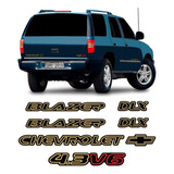 Kit De Emblemas Blazer Dlx 1996 97 98 99 00 Adesivo Preto