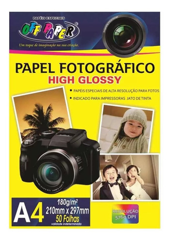 Papel Fotografico A4 180g Glossy Com Brilho C/150 Folhas