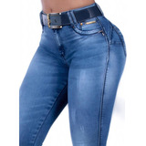 Calça Com Cinto Jeans Bojo Removível Aumenta Bumbum Set For