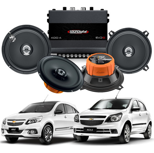 Kit Amplificador Sd 400.4 + 4 Alto Falante Hertz Chevrolet