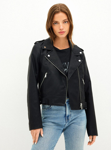 Chaqueta Mujer Foster Biker Cuero Sintetico