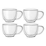 4 Tazas De Café De Cristal De Doble Pared Con Aislamiento