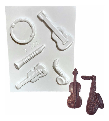 Molde Instrumentos Musicales Violín Saxo Flauta Chocolate