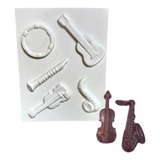 Molde Instrumentos Musicales Violín Saxo Flauta Chocolate