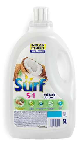 Lava-roupas Líquido Cuidado Do Coco Surf Galão 5l Embalagem Econômica