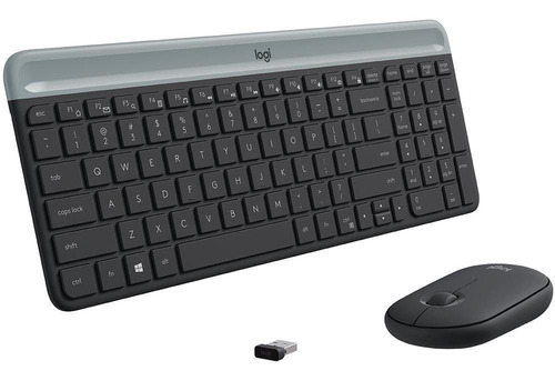 Kit Mouse E Teclado Logitech Mk470 Slim Sem Fio Usb Grafite