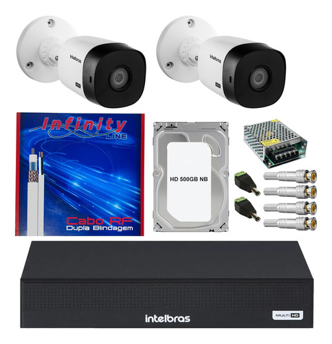 Kit Intelbras Dvr 1004-c Hd500gb + 02 Vhc 1120b + Acessórios