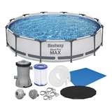 Piscina Estrutural 6473l + Filtro 220v Lona Capa Bestway Cor Cinza 220v