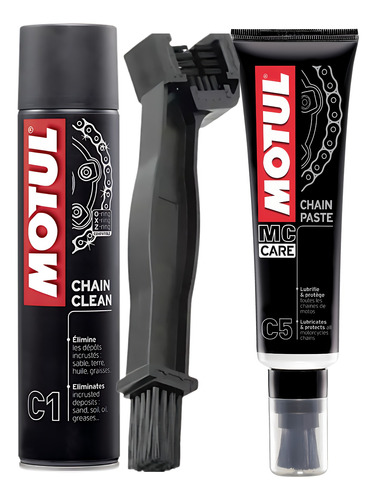 Motul C5  Lubricante Cadenas + Cepillo + Desengrasante C1