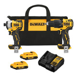 Combo Dewalt 20v Taladro + Atornillador Impacto Dck279d2 Color Amarillo