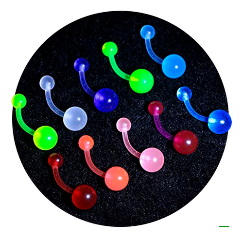 Piercing Ombligo Ilumina Oscuridad Fluorescente 4unid Pw3z